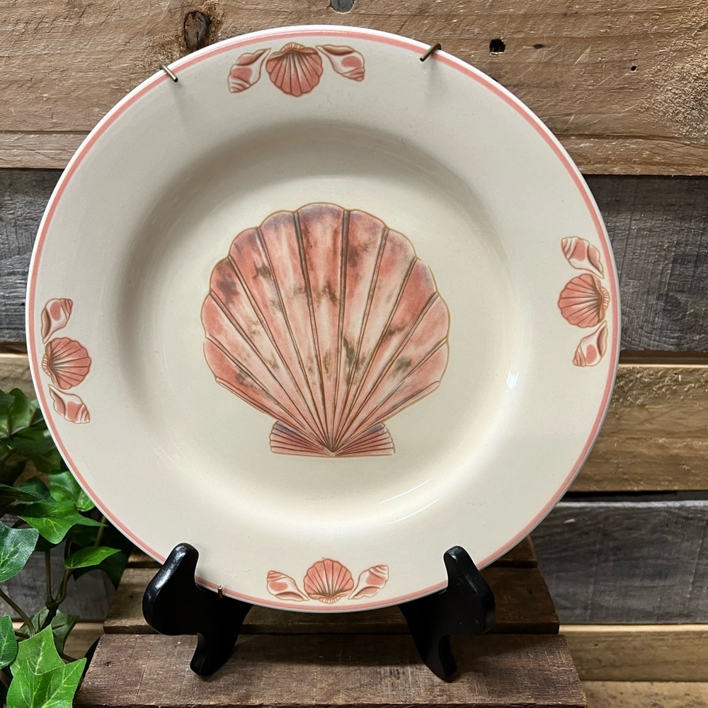 Vintage Sango Cream and Pink Nautical Seashell Salad Plate